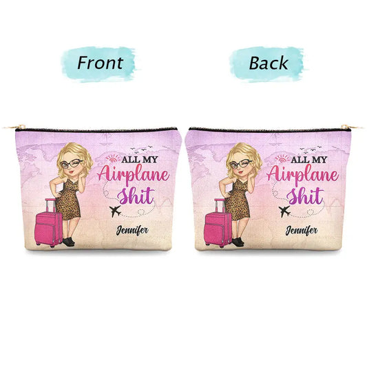 All My Travel Crap Cartoon Woman - Personalized Cosmetic Bag Cosmetic Bag The Next Custom Gift