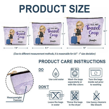 All My Travel Crap Cartoon Woman - Personalized Cosmetic Bag Cosmetic Bag The Next Custom Gift