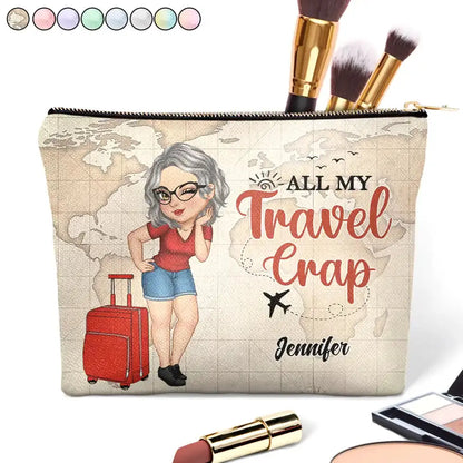 All My Travel Crap Cartoon Woman - Personalized Cosmetic Bag Cosmetic Bag The Next Custom Gift