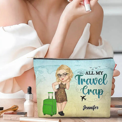 All My Travel Crap Cartoon Woman - Personalized Cosmetic Bag Cosmetic Bag The Next Custom Gift