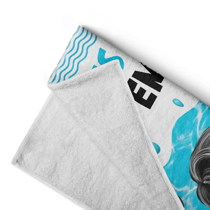 Alphabet Kid Baby On Swimming Pool Float - Personalized Beach Towel