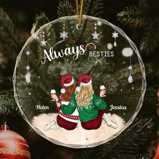 Always Besties - Personalized Circle Glass Ornament ornament The Next Custom Gift