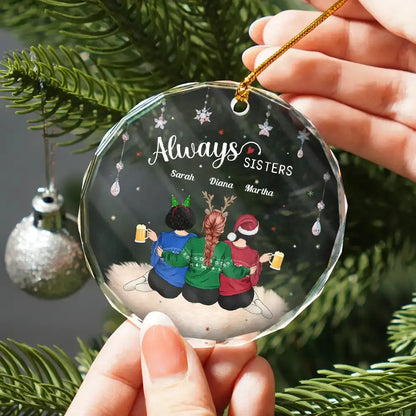 Always Besties - Personalized Circle Glass Ornament ornament The Next Custom Gift