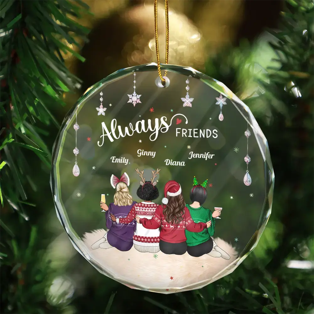 Always Besties - Personalized Circle Glass Ornament ornament The Next Custom Gift