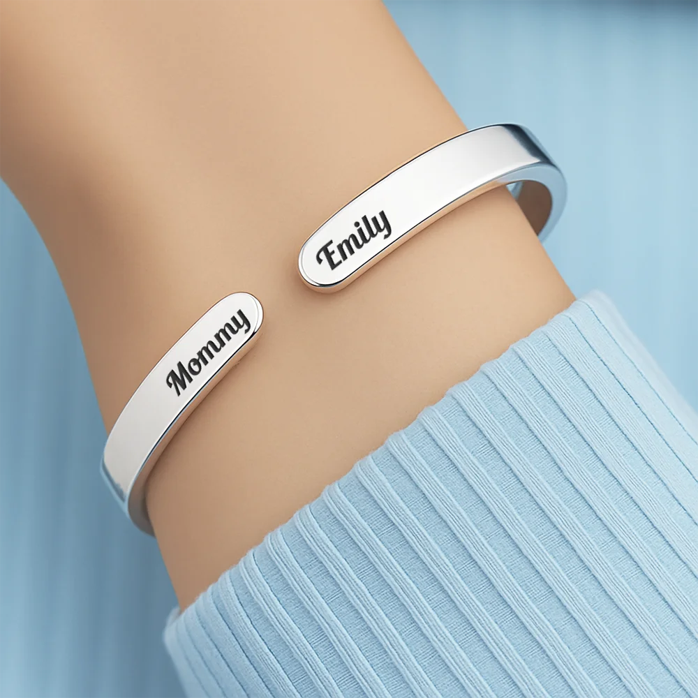 Always My Mother Forever My Friend - Personalized Bangle Bracelet Cuff