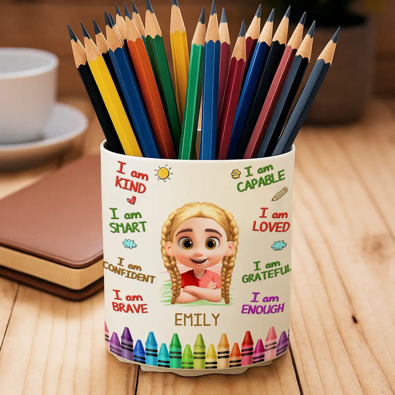 I Am Kind I Am Smart - Personalized Rotating Pen Holder