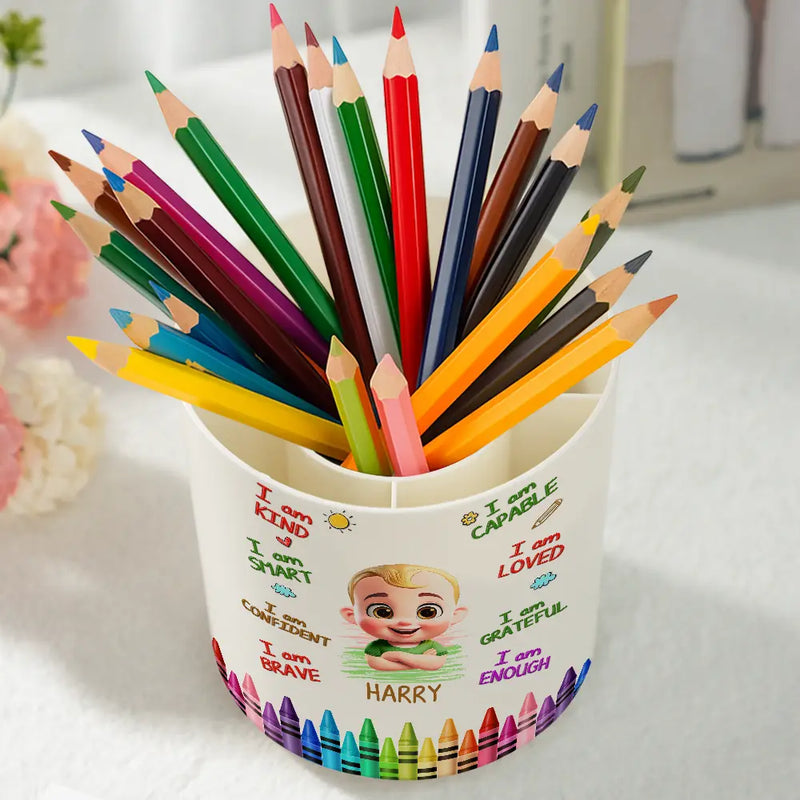 I Am Kind I Am Smart - Personalized Rotating Pen Holder