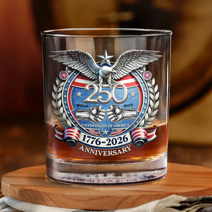 America 250 Anniversary Brother Hand Punch - Personalized Whiskey Glass
