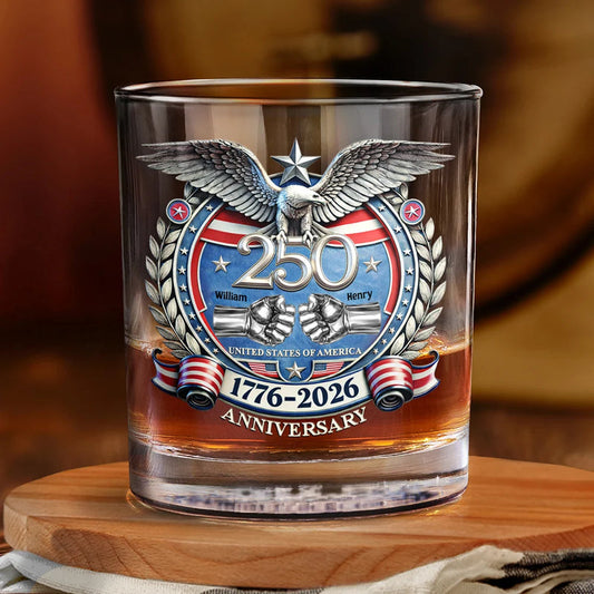 America 250 Anniversary Brother Hand Punch - Personalized Whiskey Glass