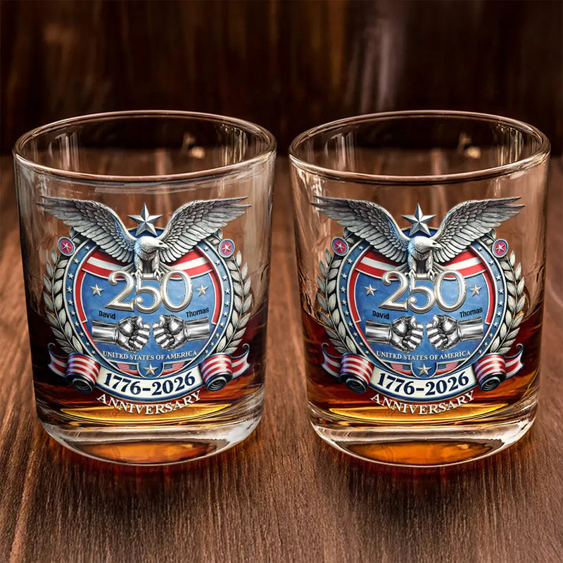 America 250 Anniversary Brother Hand Punch - Personalized Whiskey Glass