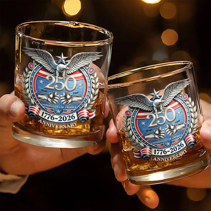 America 250 Anniversary Brother Hand Punch - Personalized Whiskey Glass