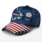 America 250 Anniversary Grandpa Dad Kids Handprints - Personalized Classic Cap
