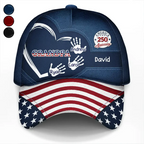 America 250 Anniversary Grandpa Dad Kids Handprints - Personalized Classic Cap