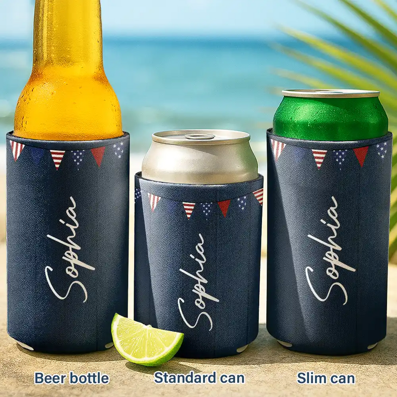 America 250 Years Of Freedom Cowboy Skeleton - Personalized Can Cooler Sleeve