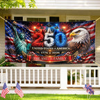 America 250th Anniversary Family Name - Personalized Horizontal Banner
