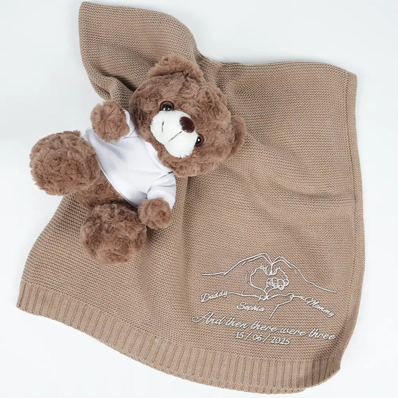 And Then There Were Four New Baby - Personalized Embroidered Knitted Baby Blanket