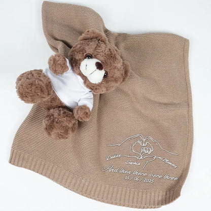 And Then There Were Four New Baby - Personalized Embroidered Knitted Baby Blanket