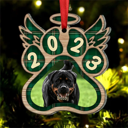 Angel Wings For Our Beloved Pets - Upload Pet Photo - Personalized Custom Paw Shaped Wood Christmas Ornament Ornament The Next Custom Gift