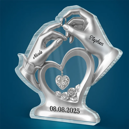 Anniversary Wedding Gifts For Couples - 3D Inflated Effect Printed, Personalized Custom Shaped Acrylic Plaque