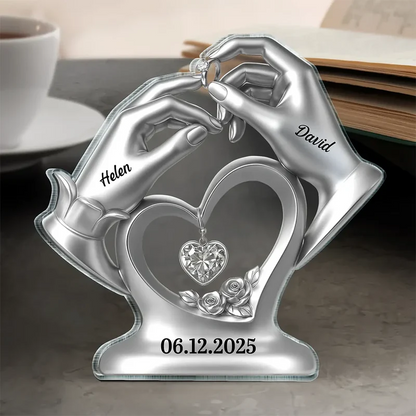 Anniversary Wedding Gifts For Couples - 3D Inflated Effect Printed, Personalized Custom Shaped Acrylic Plaque