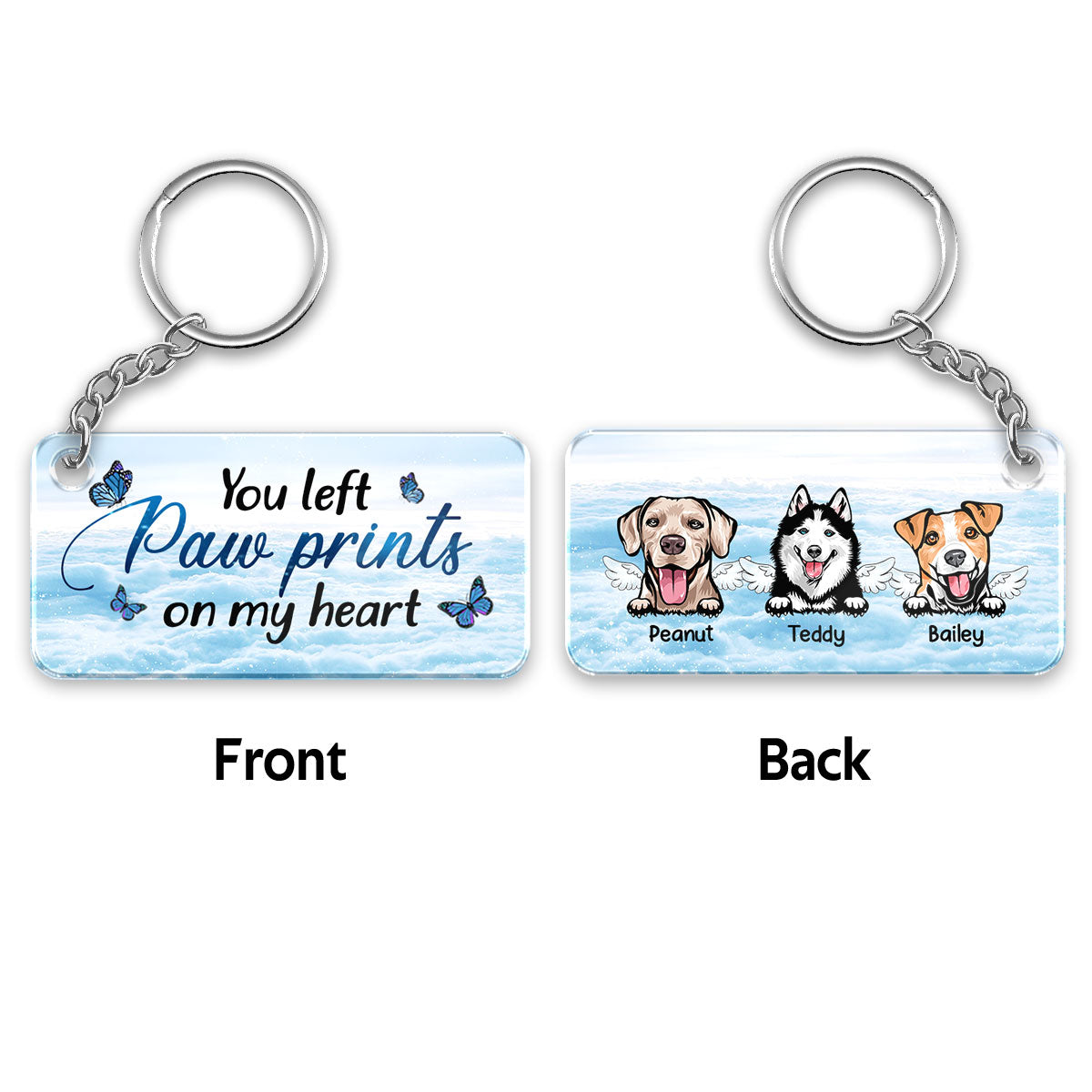 Peeking Dogs Cats Pet Memorial Remembrance Gift Personalized Acrylic Keychain