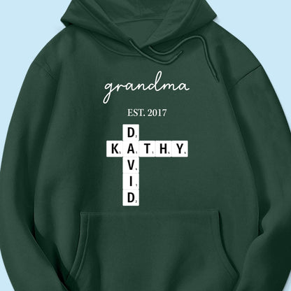 Grandma Est Date Crossword Puzzle Grandkids Name Personalized Shirt