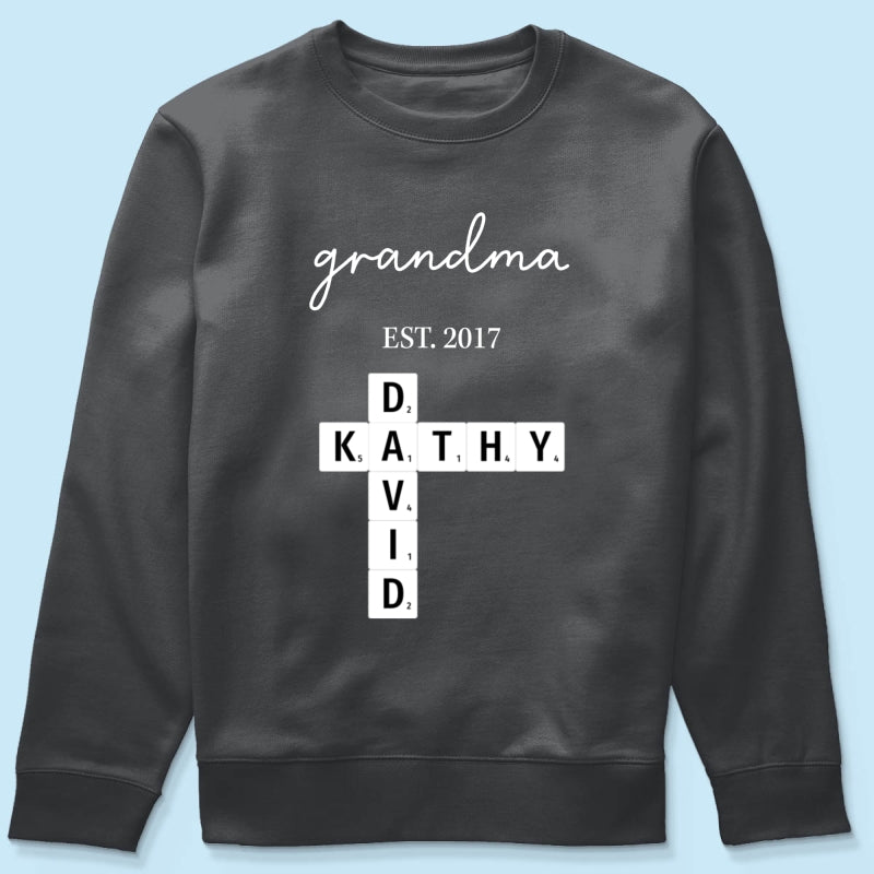 Grandma Est Date Crossword Puzzle Grandkids Name Personalized Shirt