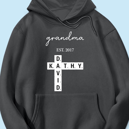 Grandma Est Date Crossword Puzzle Grandkids Name Personalized Shirt