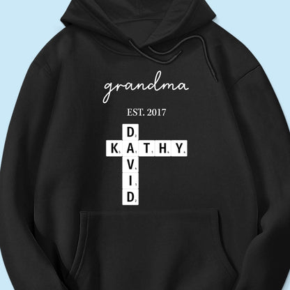 Grandma Est Date Crossword Puzzle Grandkids Name Personalized Shirt