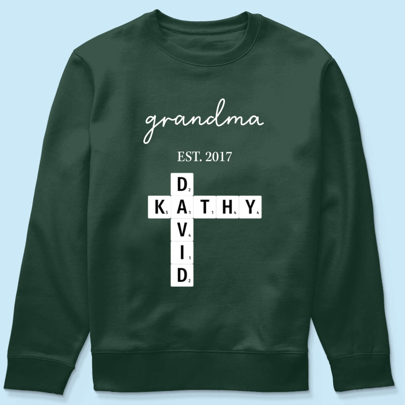 Grandma Est Date Crossword Puzzle Grandkids Name Personalized Shirt