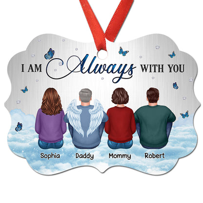Family Memorial Sitting Sky Metal Background Personalized Christmas Ornament