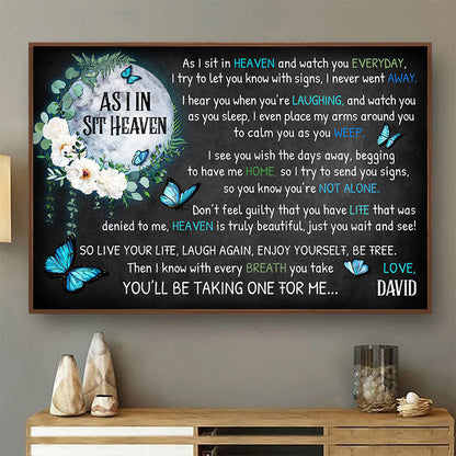 As I Sit In Heaven Butterfly - Memorial Gift - Personalized Custom Poster