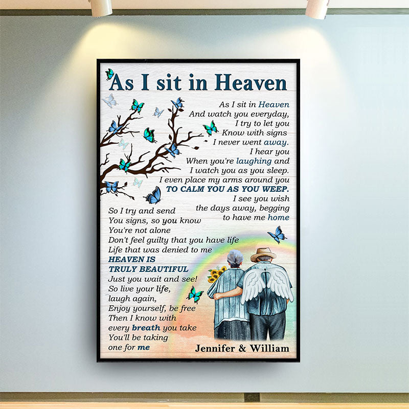 As I Sit In Heaven Old Couple - Memorial Gift - Personalized Custom Poster