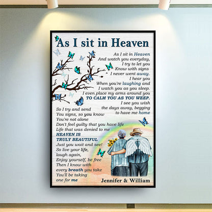 As I Sit In Heaven Old Couple - Memorial Gift - Personalized Custom Poster