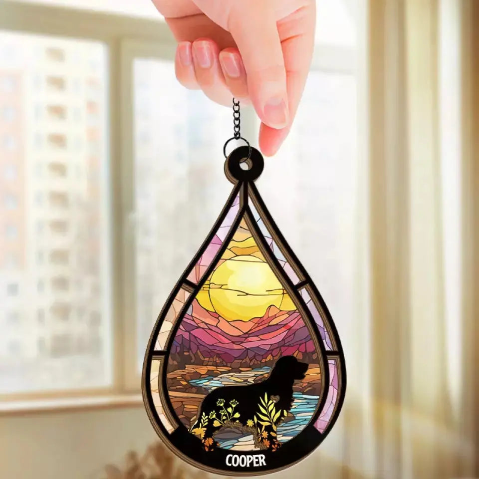 At The Rainbow Bridge, Wrapped In Eternal Warmth - Memorial Personalized Window Hanging Suncatcher - Sympathy Gift For Pet Owners, Pet Lovers Hanging Suncatcher Ornament The Next Custom Gift