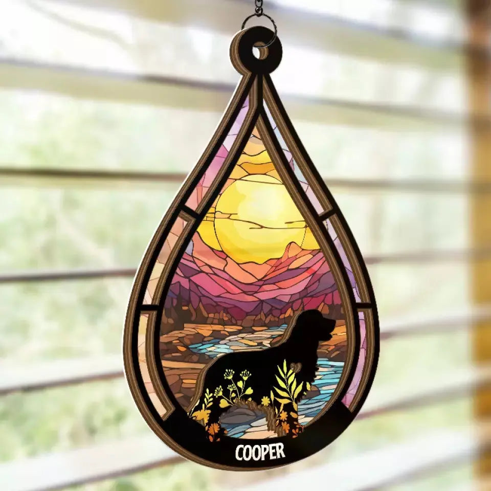 At The Rainbow Bridge, Wrapped In Eternal Warmth - Memorial Personalized Window Hanging Suncatcher - Sympathy Gift For Pet Owners, Pet Lovers Hanging Suncatcher Ornament The Next Custom Gift