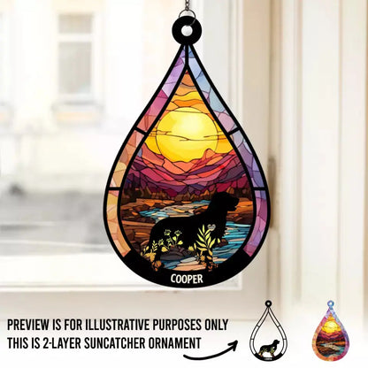 At The Rainbow Bridge, Wrapped In Eternal Warmth - Memorial Personalized Window Hanging Suncatcher - Sympathy Gift For Pet Owners, Pet Lovers Hanging Suncatcher Ornament The Next Custom Gift