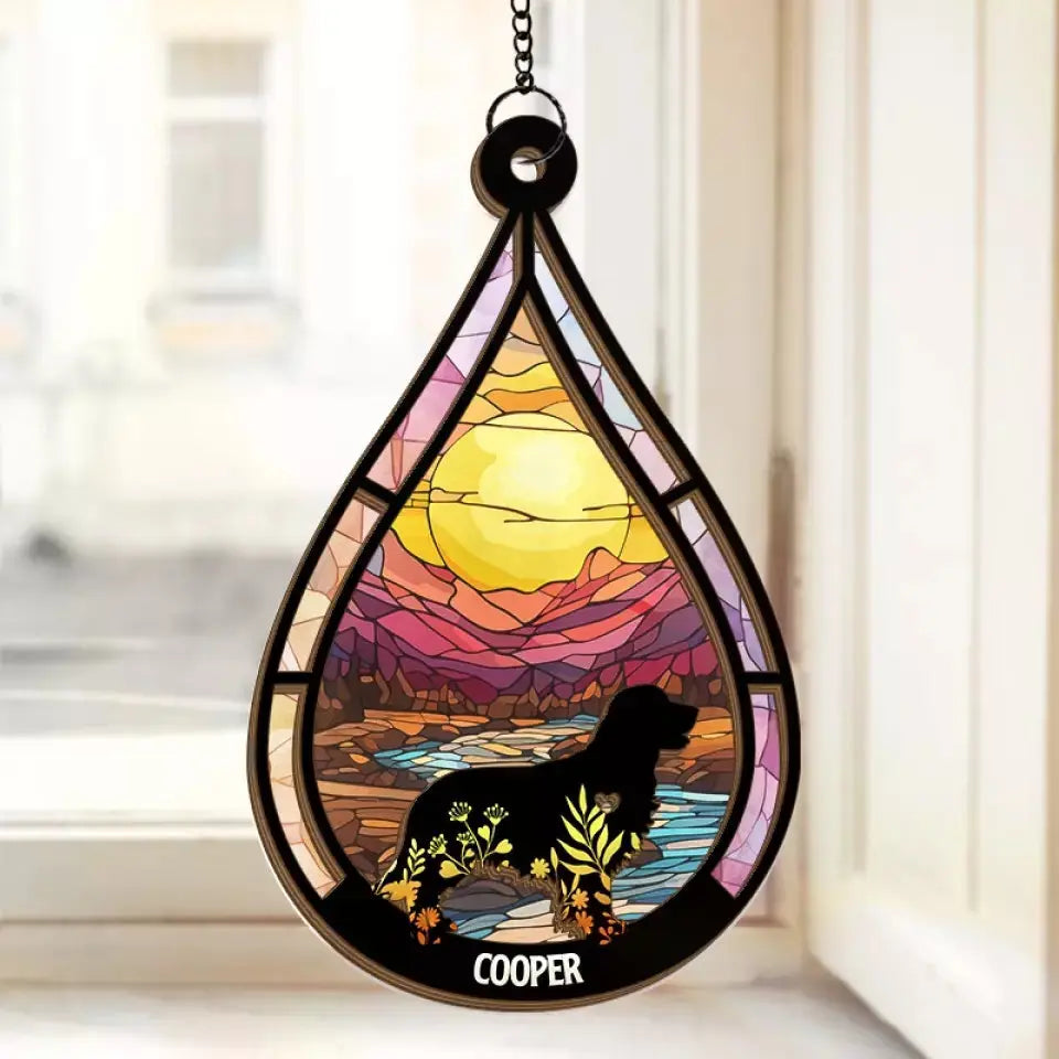 At The Rainbow Bridge, Wrapped In Eternal Warmth - Memorial Personalized Window Hanging Suncatcher - Sympathy Gift For Pet Owners, Pet Lovers Hanging Suncatcher Ornament The Next Custom Gift