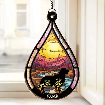 At The Rainbow Bridge, Wrapped In Eternal Warmth - Memorial Personalized Window Hanging Suncatcher - Sympathy Gift For Pet Owners, Pet Lovers Hanging Suncatcher Ornament The Next Custom Gift