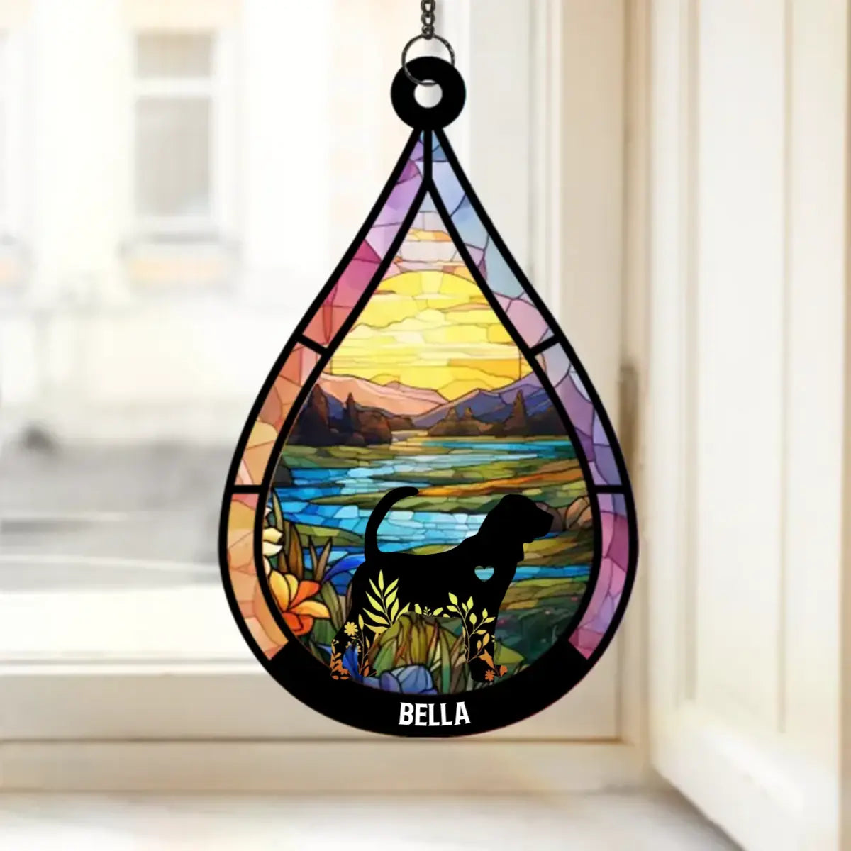 At The Rainbow Bridge, Wrapped In Eternal Warmth - Memorial Personalized Window Hanging Suncatcher - Sympathy Gift For Pet Owners, Pet Lovers Hanging Suncatcher Ornament The Next Custom Gift