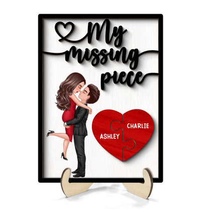 My Missing Piece Valentine‘s Day Gift For Her Gift For Him Heart Pieces Personalized 2-Layer Wooden Plaque