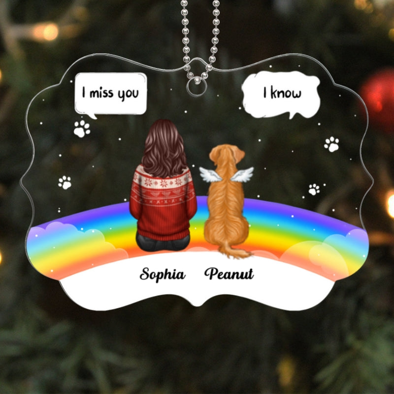 Dog Cat Memorial Rainbow Bridge Remembrance Keepsake Personalized Acrylic Ornament