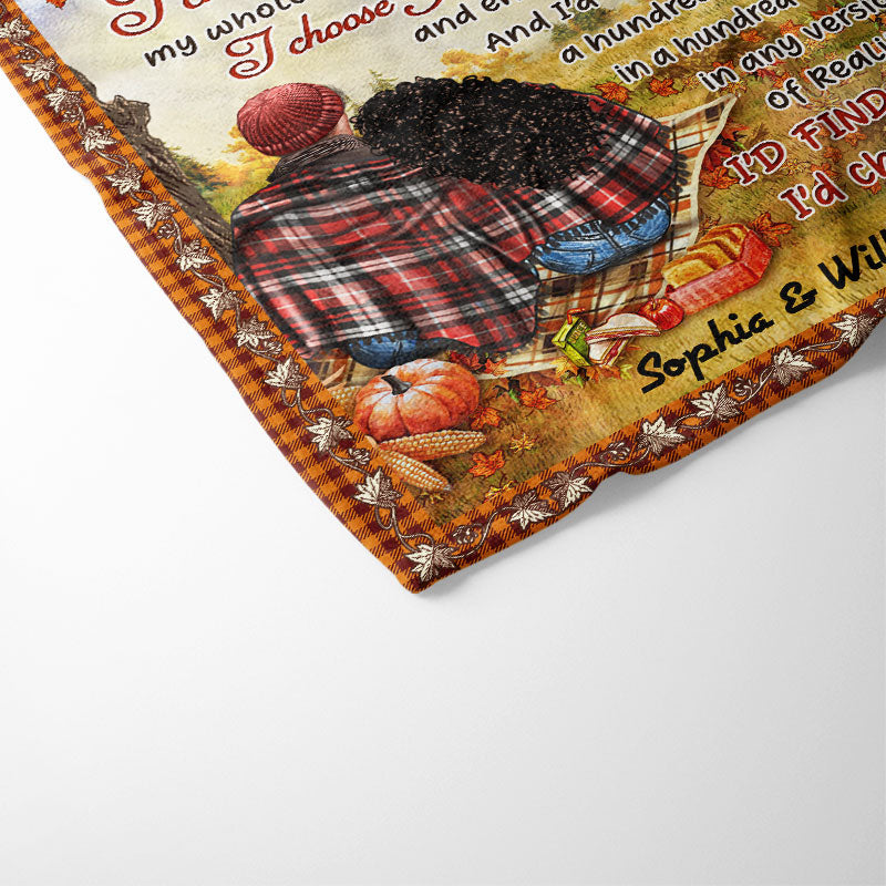 Autumn Flannel Couple I Choose You - Personalized Custom Blanket