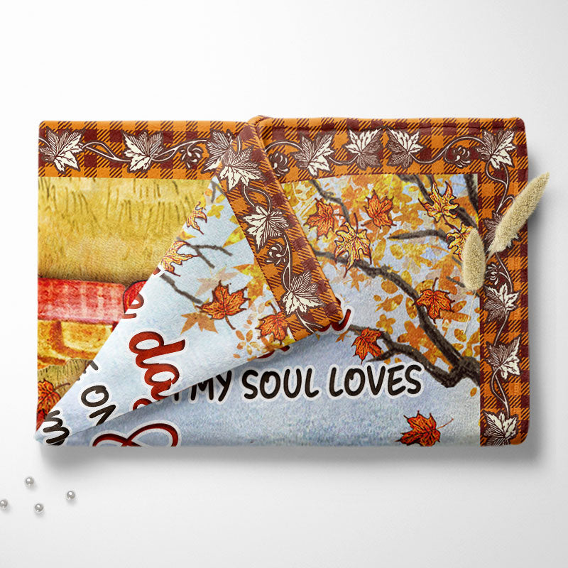 Autumn Flannel Couple The Day I Met You - Personalized Custom Blanket