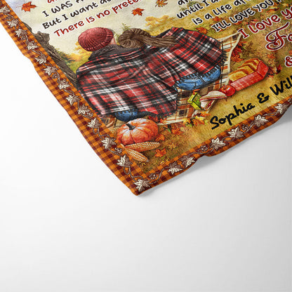 Autumn Flannel Couple The Day I Met You - Personalized Custom Blanket