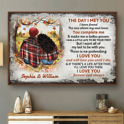 Autumn Flannel Couple The Day I Met You - Personalized Custom Poster