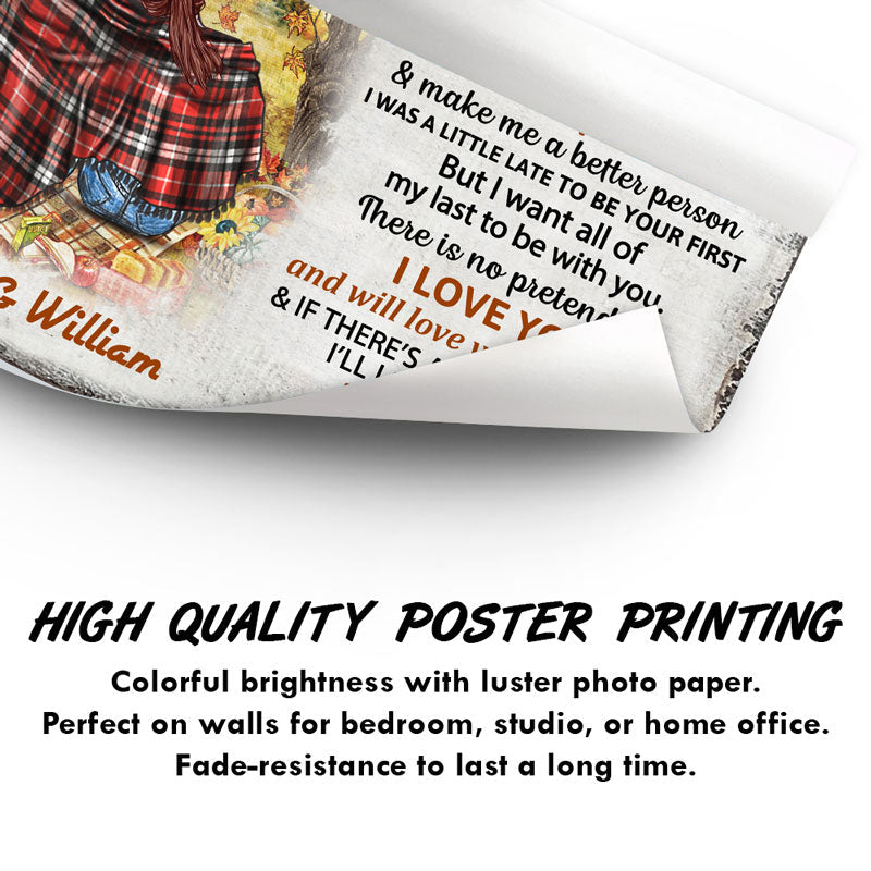 Autumn Flannel Couple The Day I Met You - Personalized Custom Poster