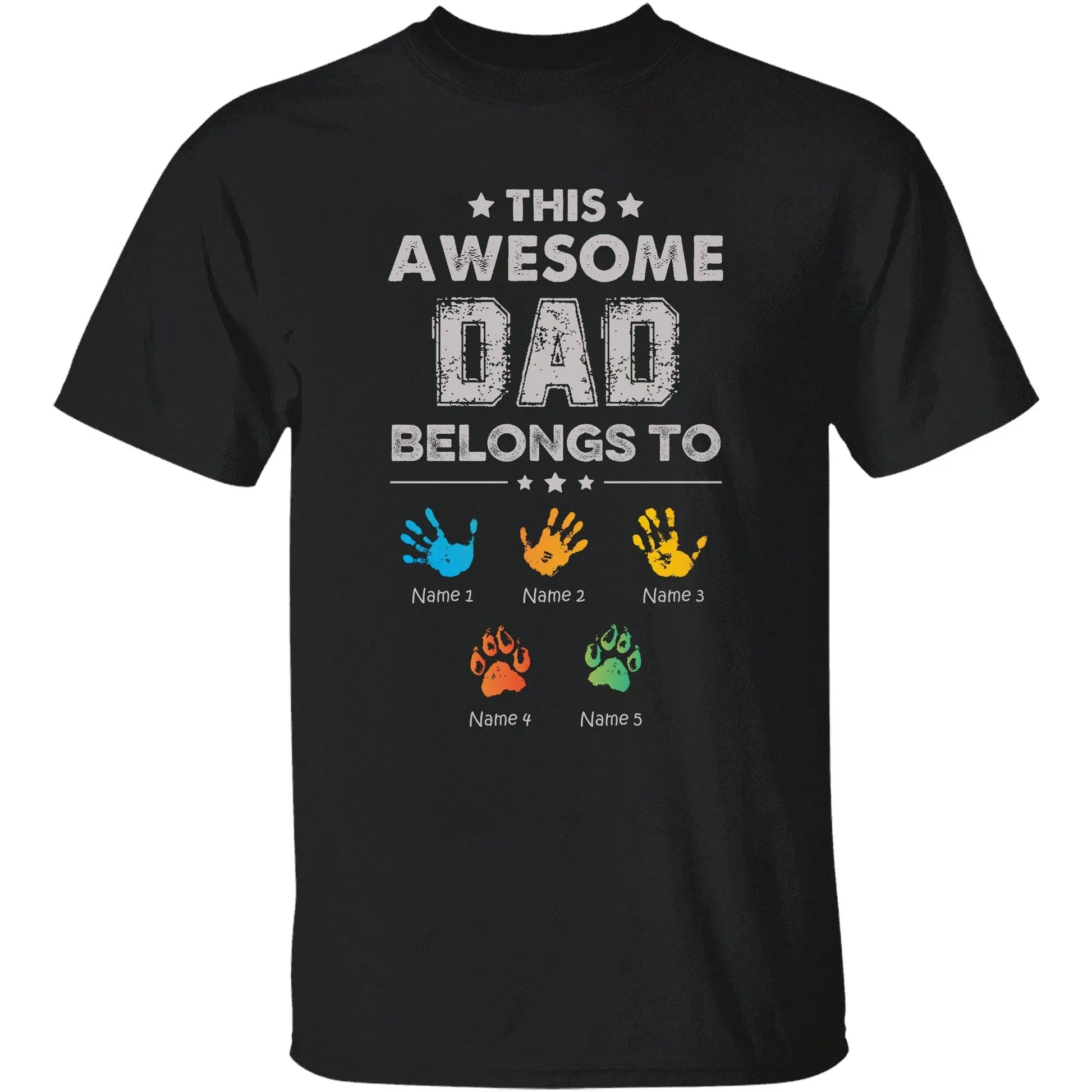 Awesome Dad Belongs To - Personalized Shirt - Hand Prints Shirts & Tops The Next Custom Gift