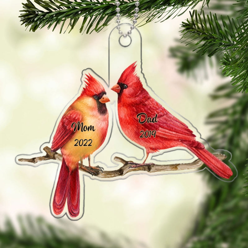 Memorial Cardinal Dad Mom Personalized Christmas Ornament