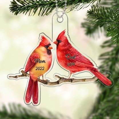 Memorial Cardinal Dad Mom Personalized Christmas Ornament